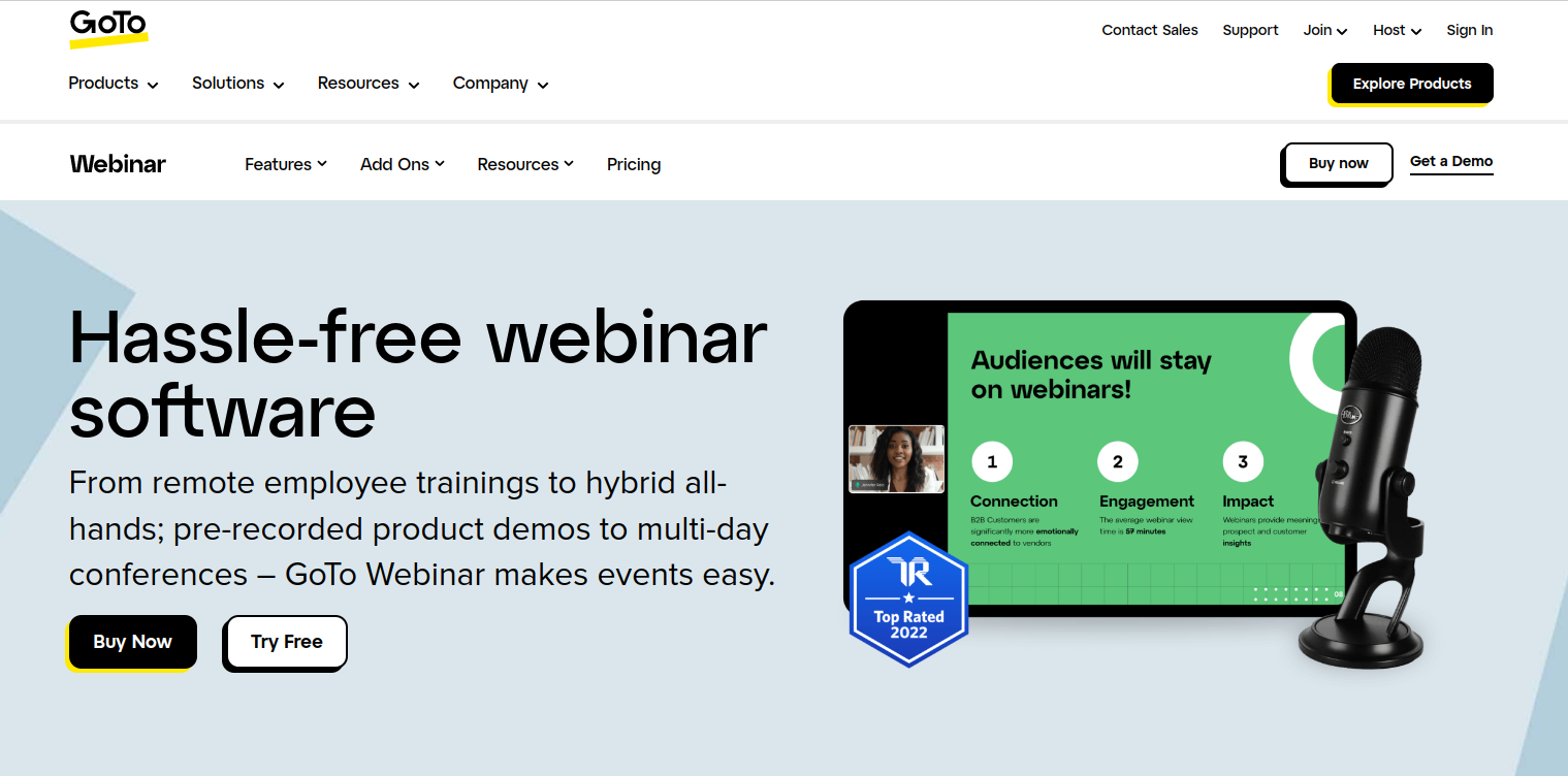 GoTo Platform for conducting webinars