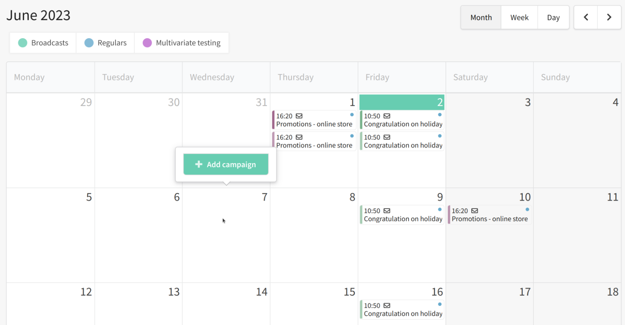 How to create a marketing campaign from the calendar