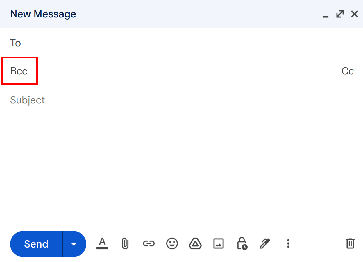 Bcc new message