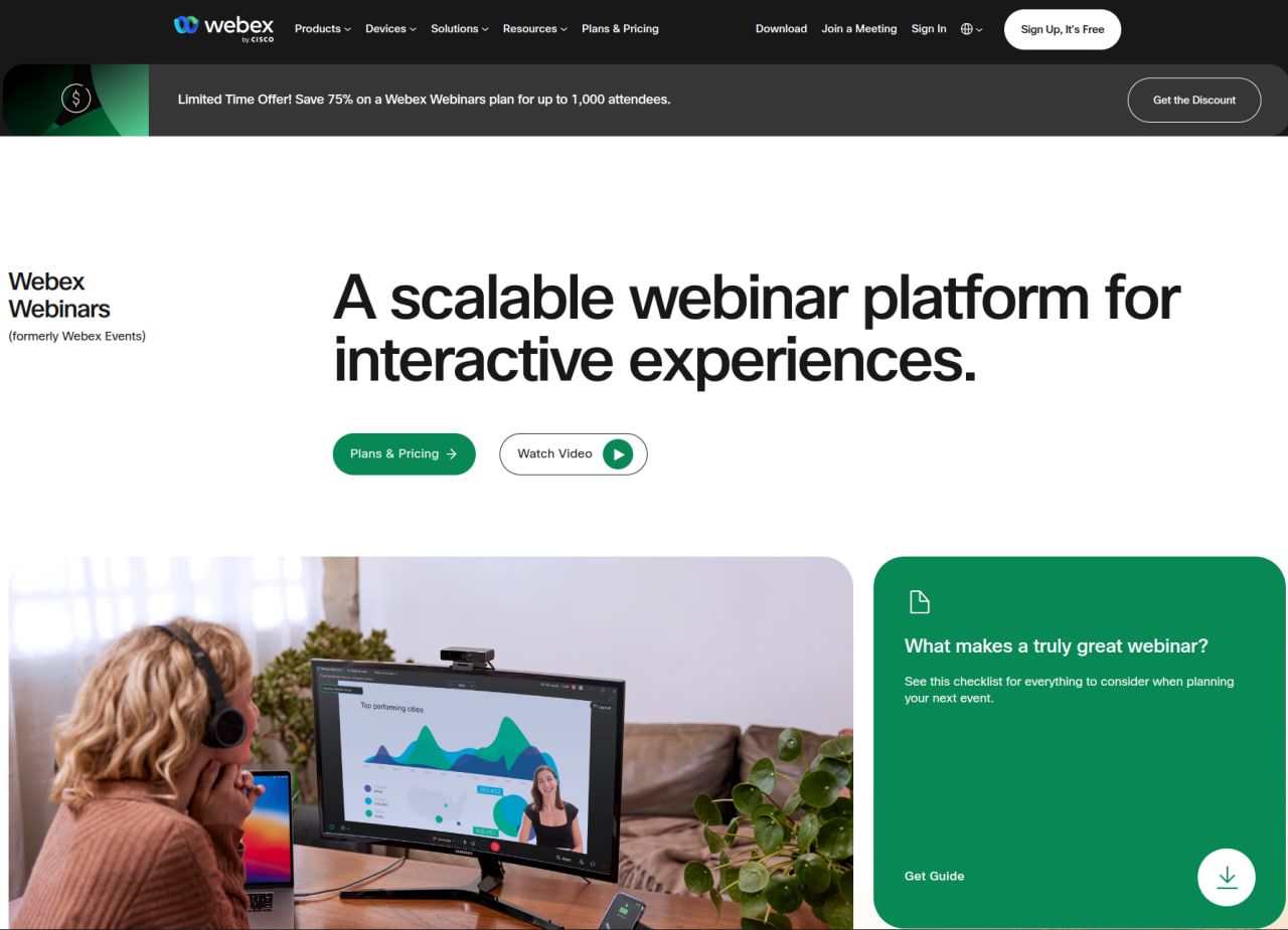 Webex Events for conducting webinars