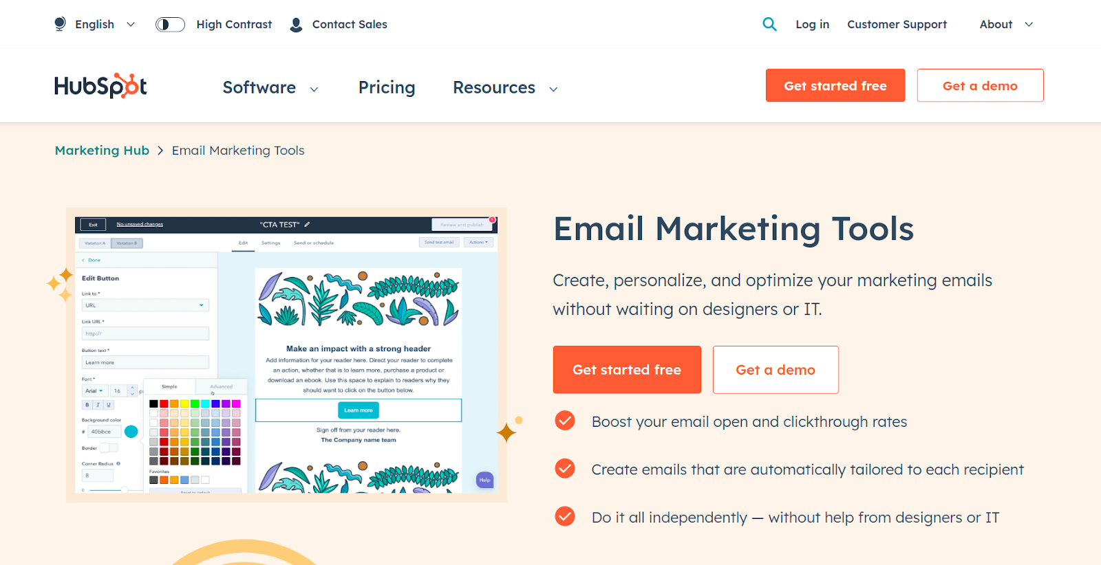 HubSpot email marketing tool