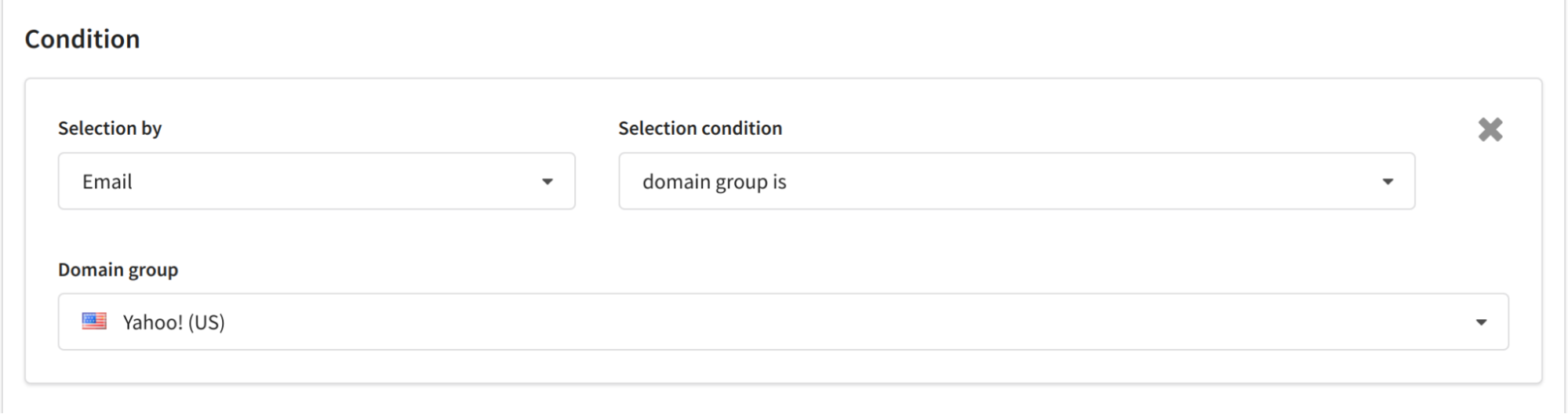 Selecting email domain as a condition for segmentation