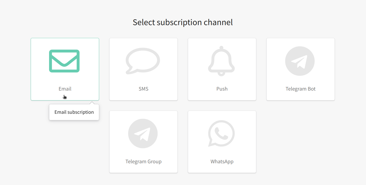 Select subscription channel on Altcraft Platform
