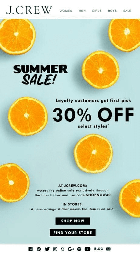 Summer sale from a clothes store