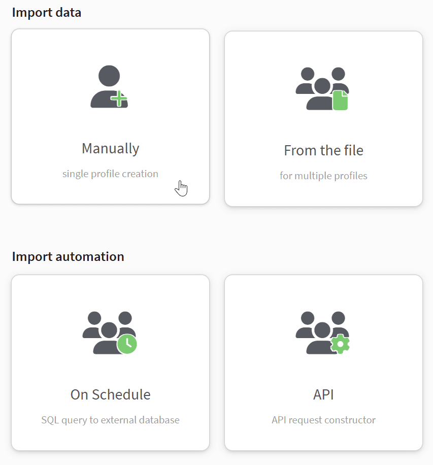 Choosing an import option