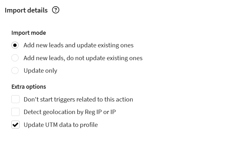 Import details