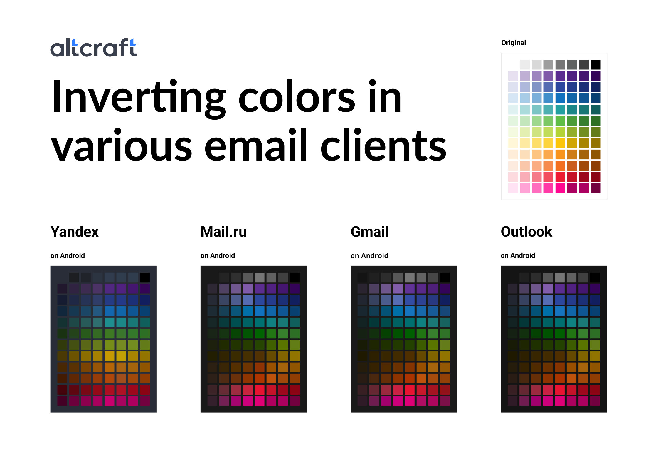 Color inversion in different email clients