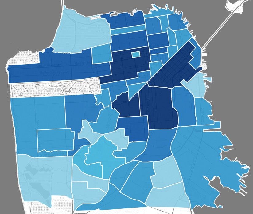 A map with the probability of booking