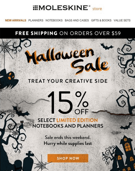 Ventes saisonnières pour Halloween chez Moleskine