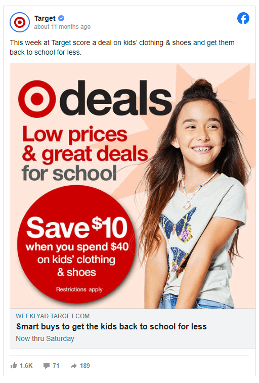 Vente au début de l'année scolaire