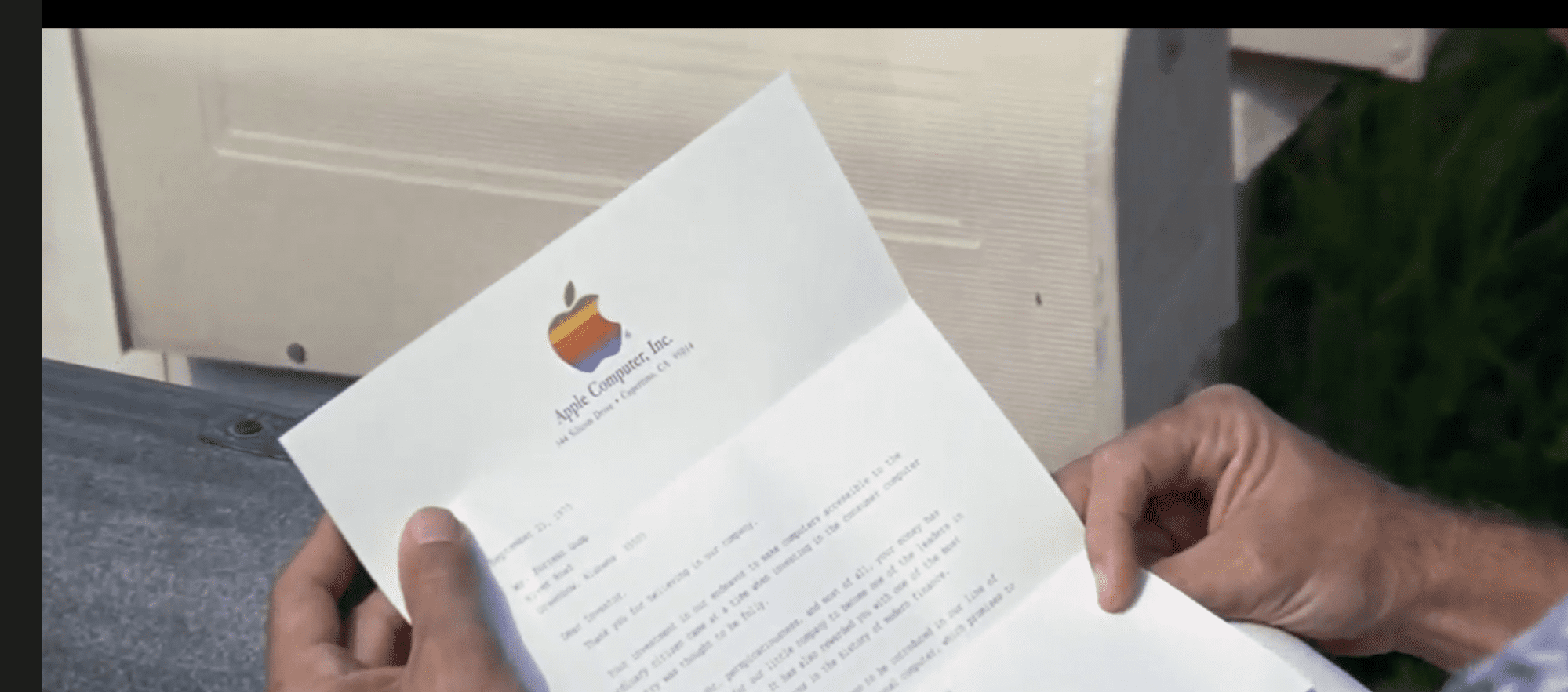 Letter from Apple as product placement
