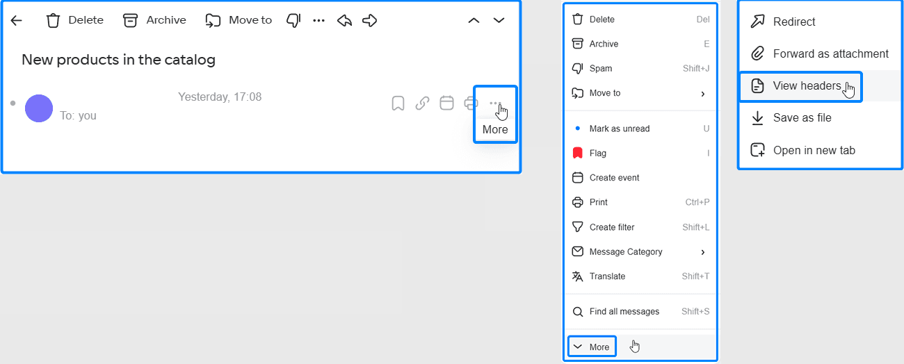 Headings in mail.ru