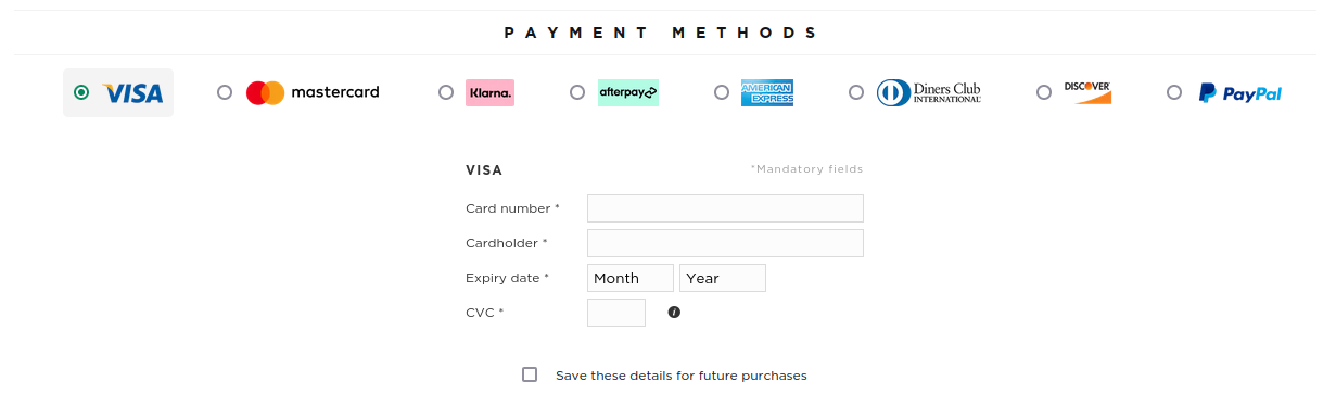 Mango payment methods