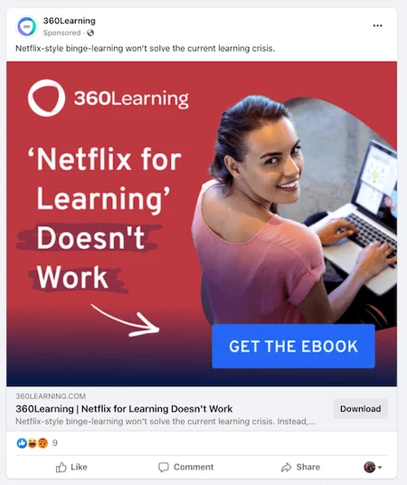 Exemple de publicité ciblée de 360Learning