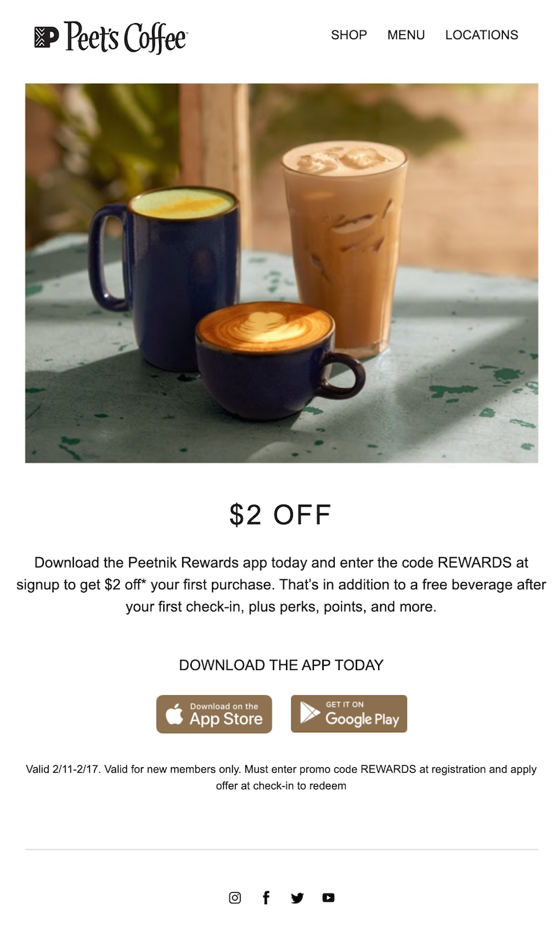 Example of promotional mass email with an offer