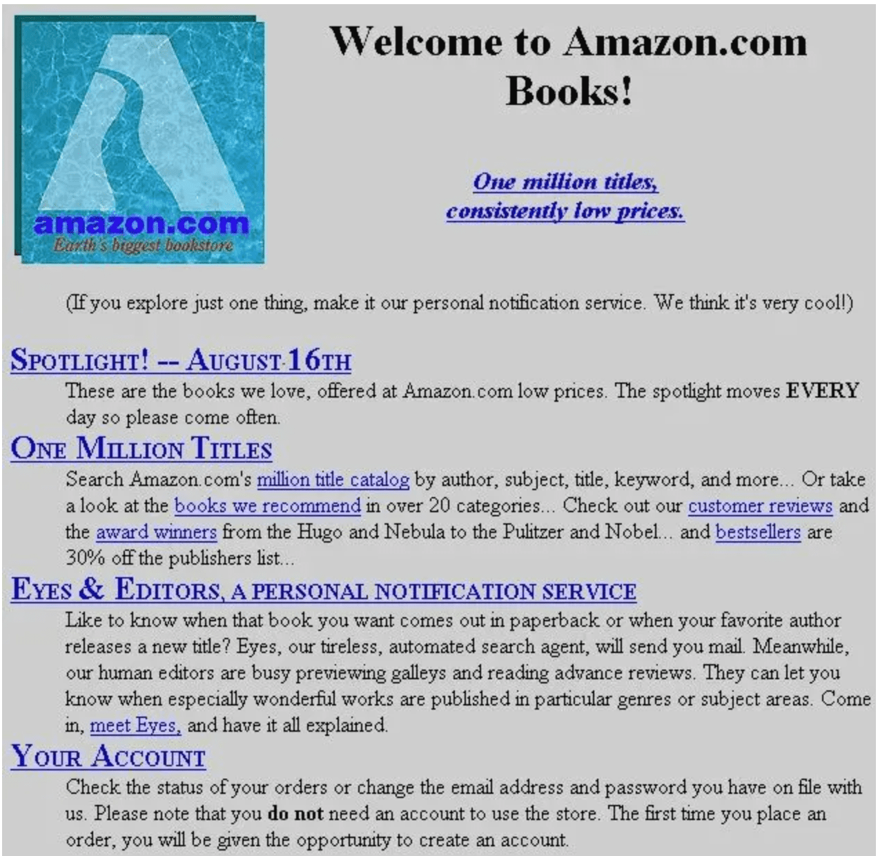 Première version d'Amazon