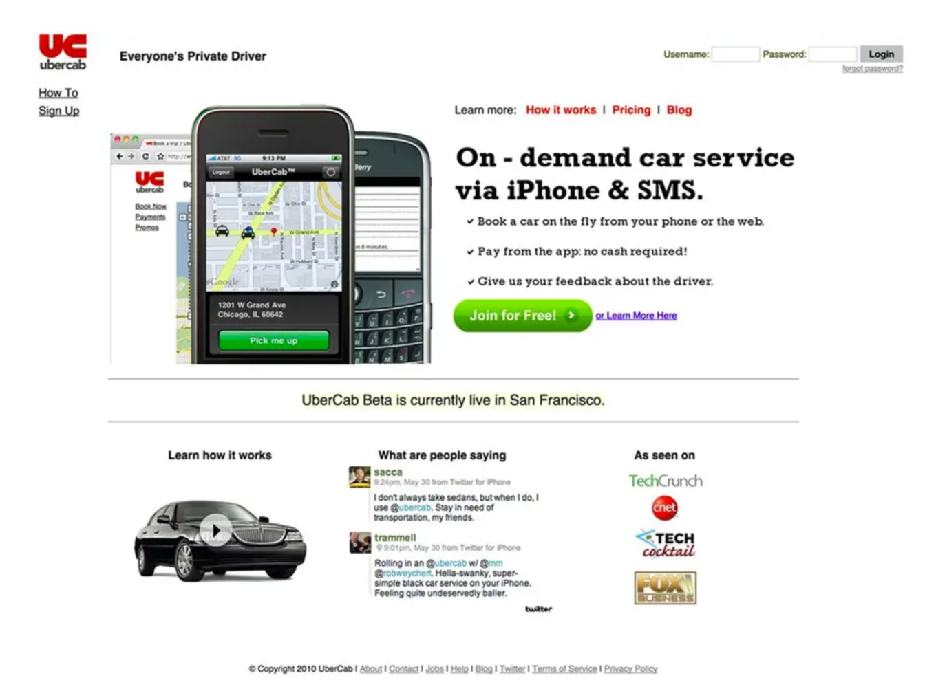 Version MVP d'Uber, Ubercab