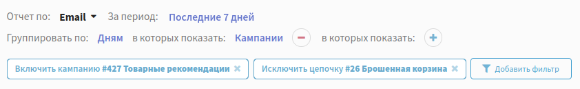 Добавление фильтров в отчёт по каналам