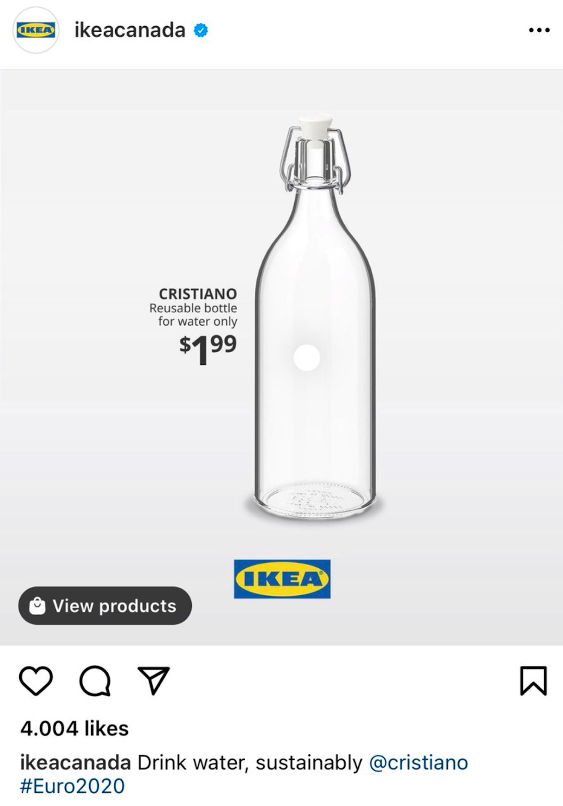 Example of newsjacking by IKEA, Christiano at Euro 2020