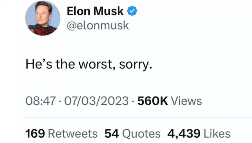 Elon Musk's tweet about his employee