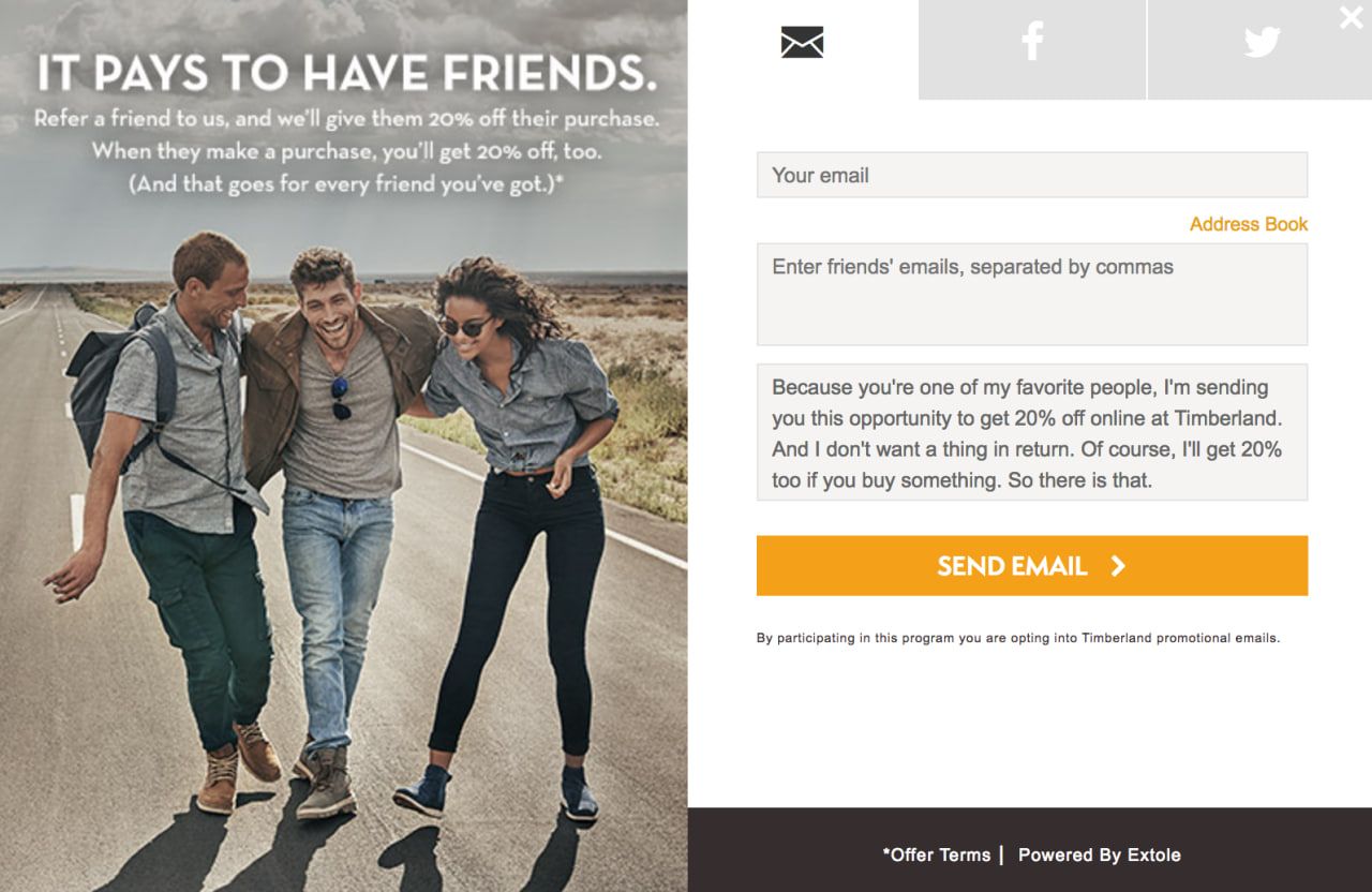 Referral offer asking to invite friends and get a discount