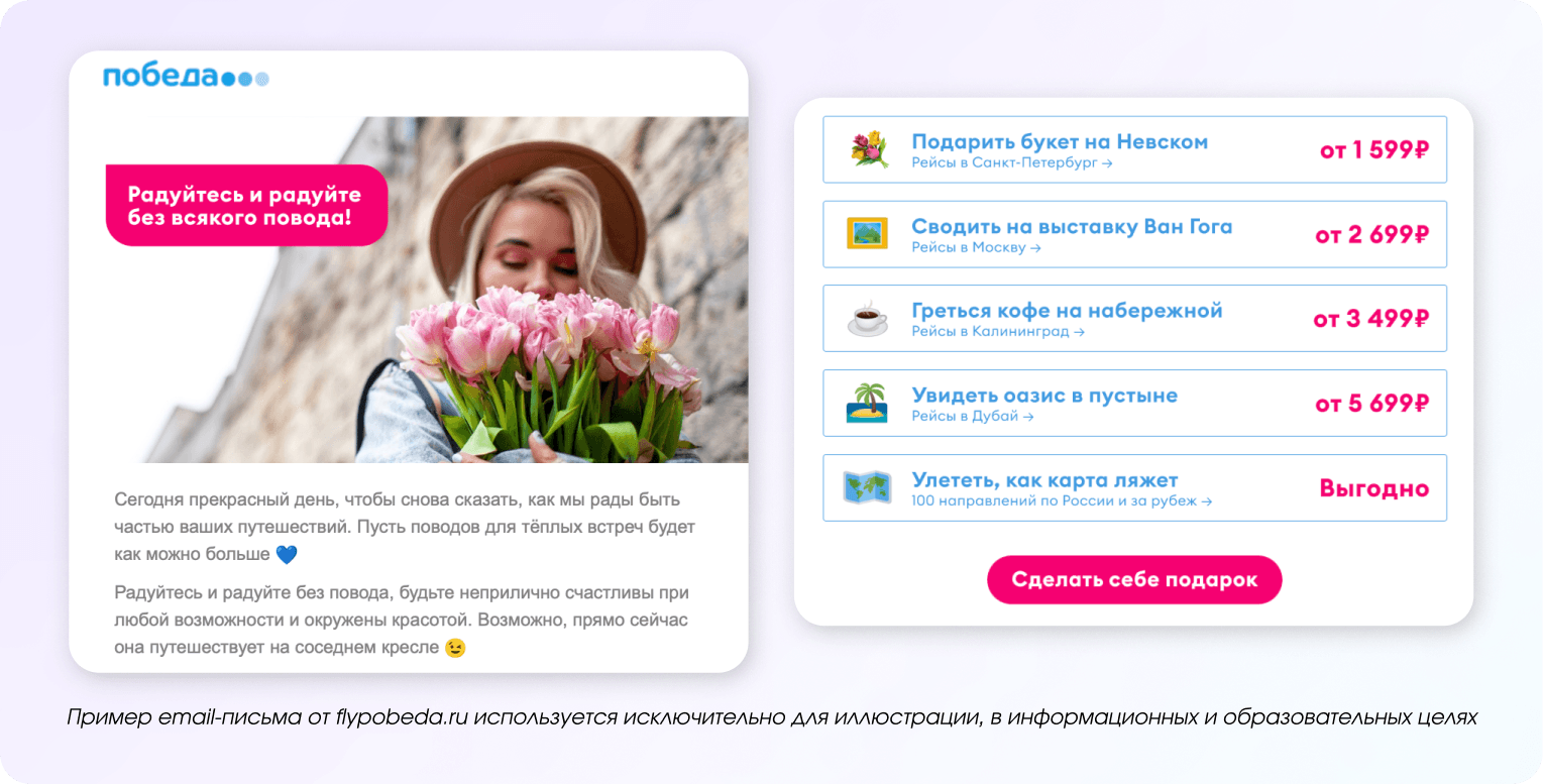 Варианты для празднования от авиакомпании 