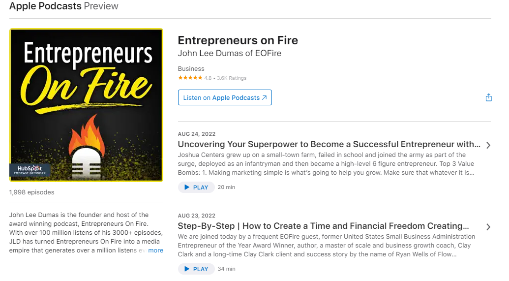 Best Interview Show: Entrepreneurs On Fire