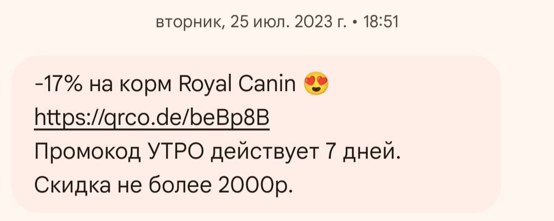 СМС с промокодом