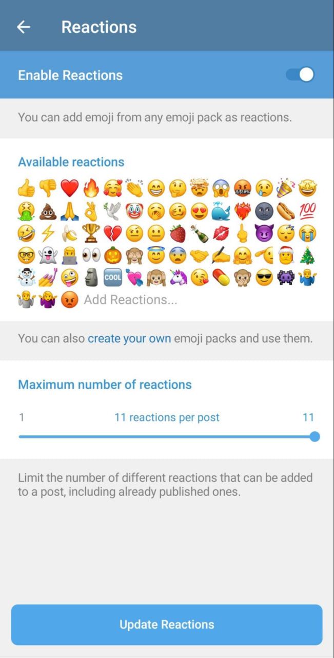 Reactions on Telegram
