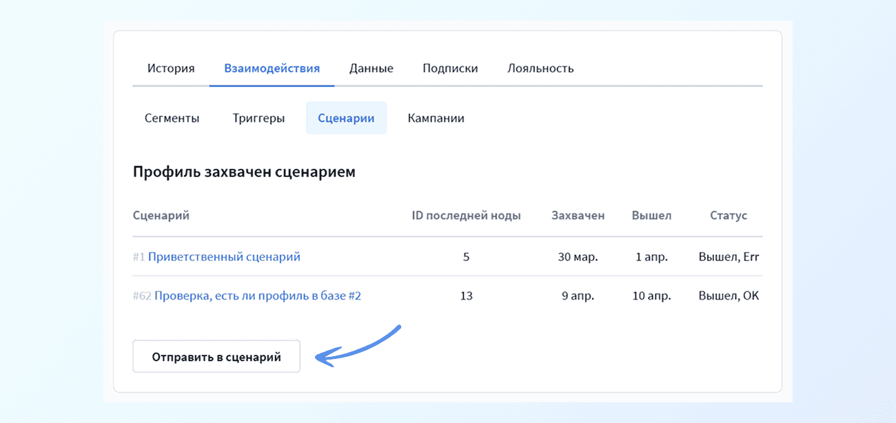 Тестирование сценария