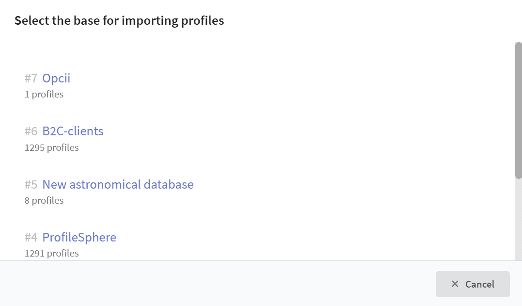 Select the base for import