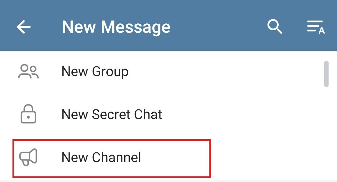 Select new channel on Telegram