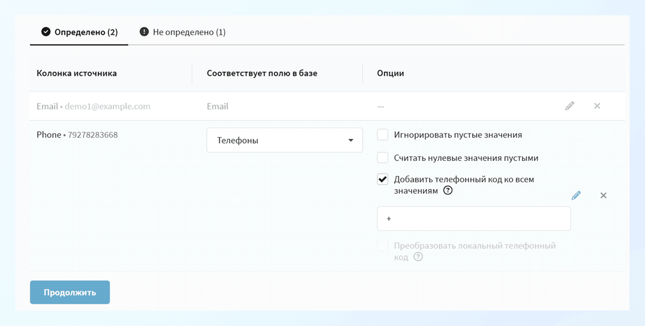 Дополнительная настройка формата телефонных номеров
