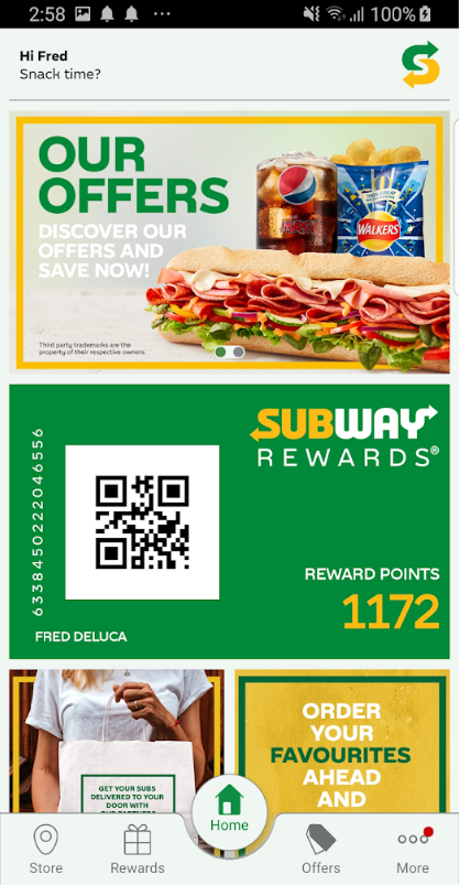Subway loyalty program