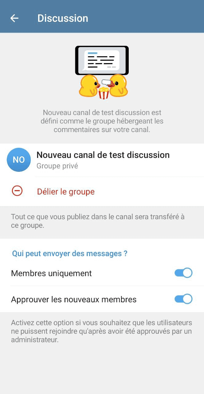 Options pour un groupe