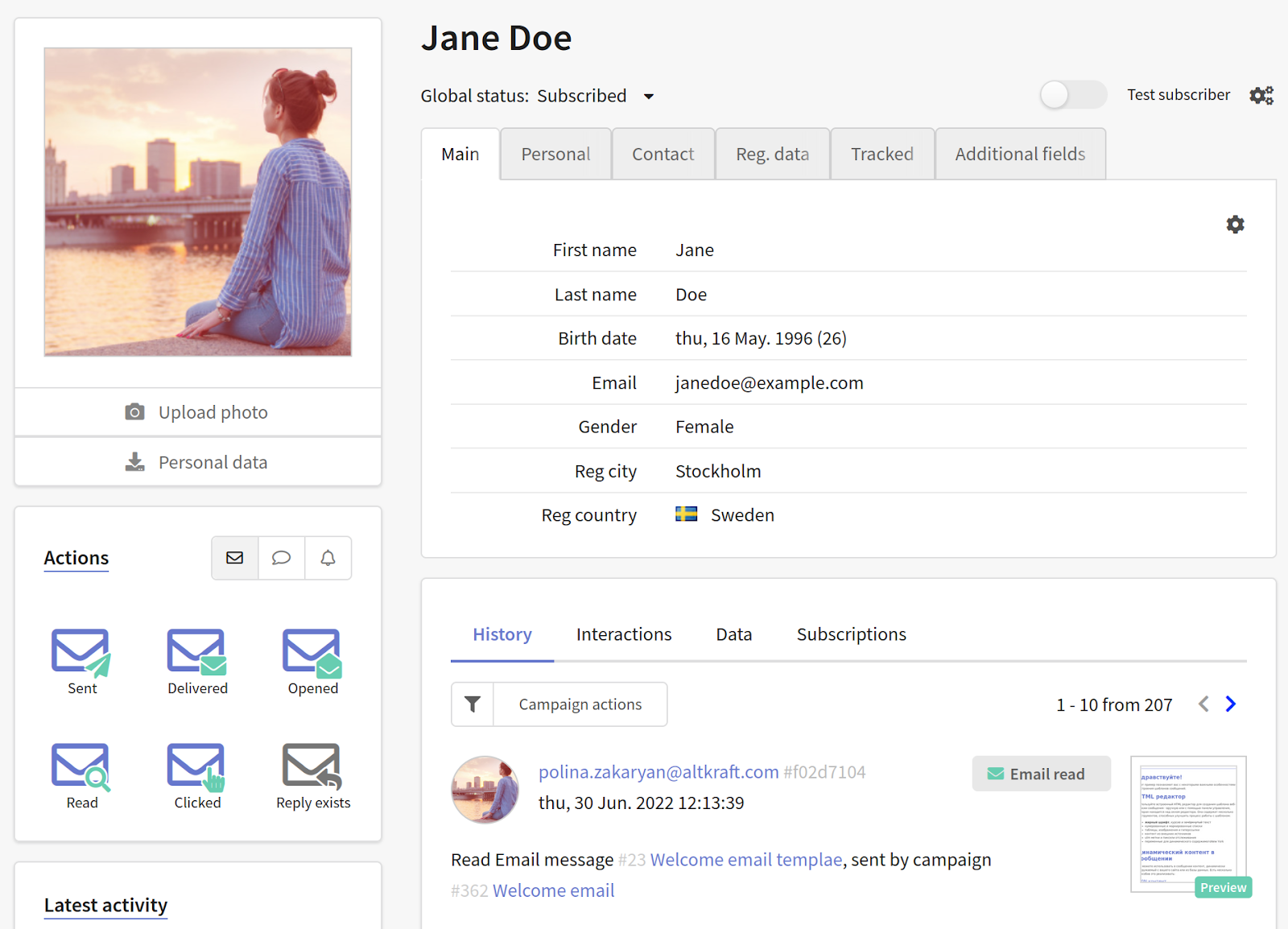 Profil d'un client unique