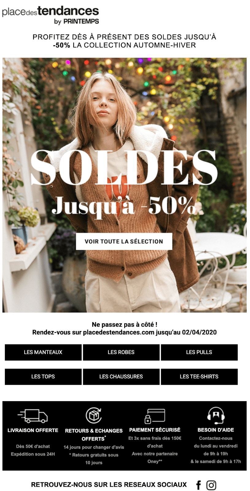E-mails d'information sur les soldes