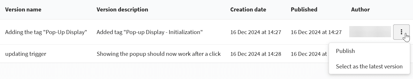Switch a Select as latest version option